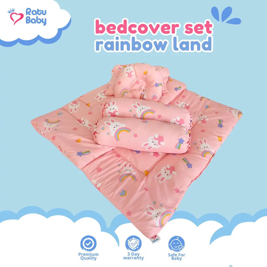 Ratu Baby l Bedcover Set Bayi Bantal Guling l Bahan Katun UK 106x72cm