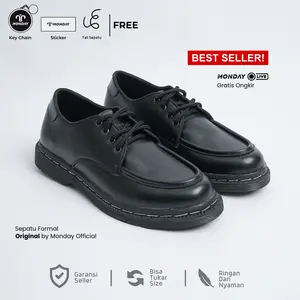 Monday Official - Prof Black - Sepatu Pantofel Docmart Hitam Pria Shoes Kerja Kasual