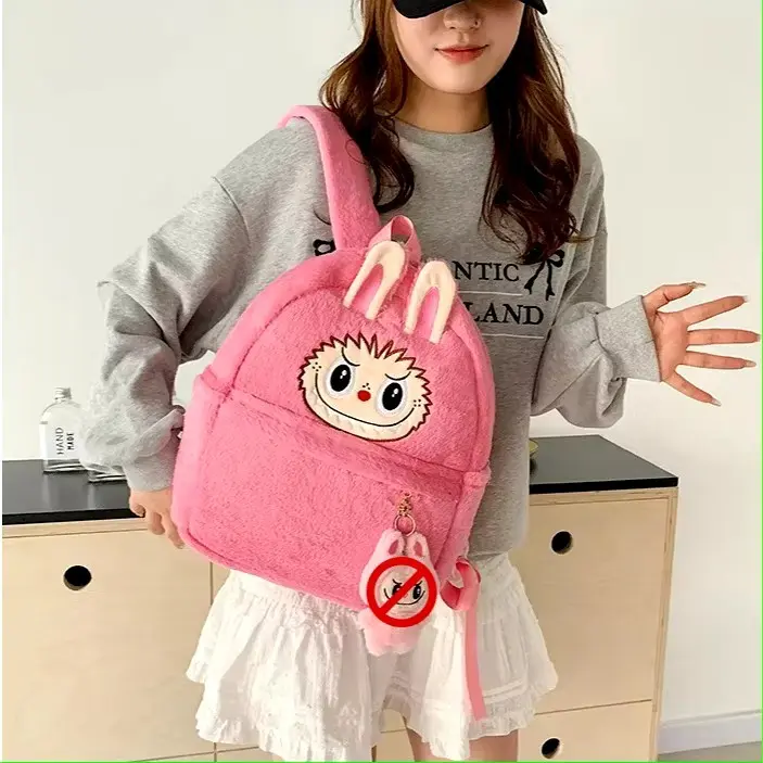 Tas Karakter Boneka Labubu Bulu Mewah Halus Tanpa Gantungan - Fashion 2
