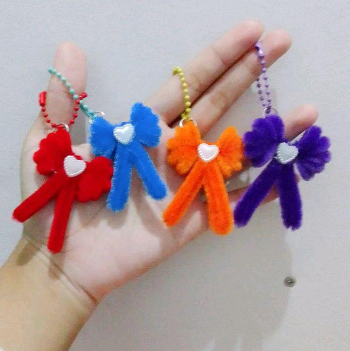 Ganci Kawat Bulu Lucu aesthetic Hadiah Aksesoris Kunci 3
