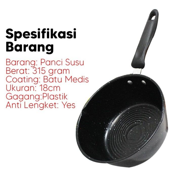 PROMO Panci Susu Rebus Coating Batu Medis Milk Pot Sauce Pan Anti Lengket 18CM Gagang Panjang / Anti Lengke 3