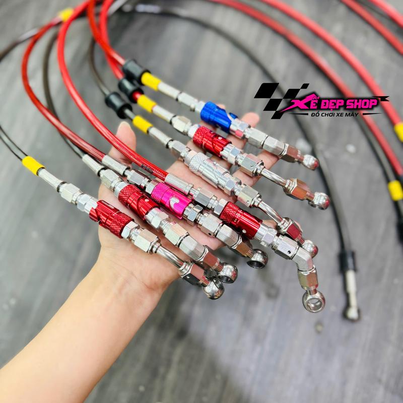 Dây dầu Ghracing có ngắt dầu Ghracing đầu inox - dây dầu heo có ngắt dầu màu - dây đen hoặc đỏ