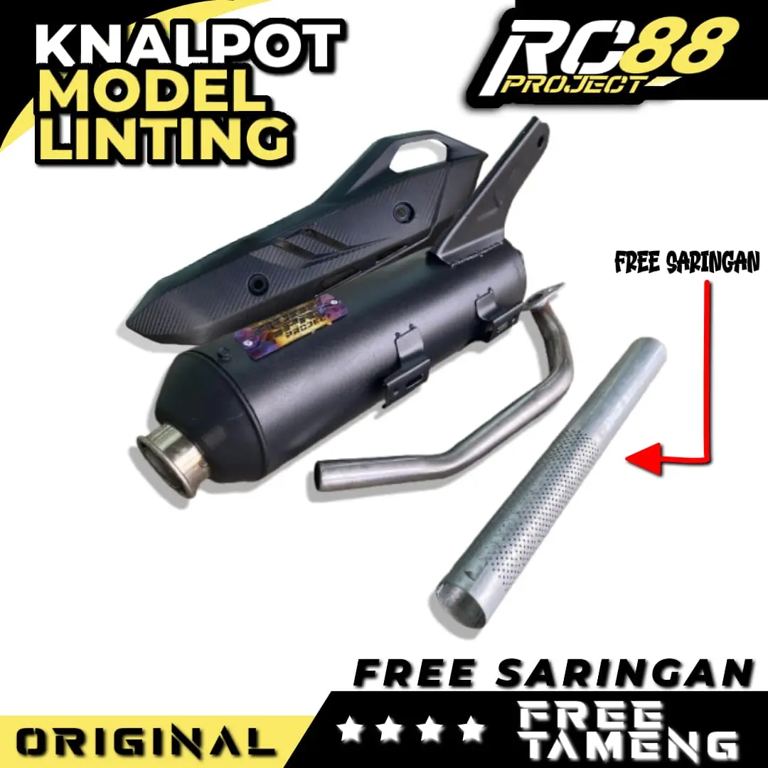KNALPOT MODEL LINTING ORIGINAL RC88PRO ALL MATIC BEAT / MIO / VARIO / N MAX / AEROX / SCOOPY DLL