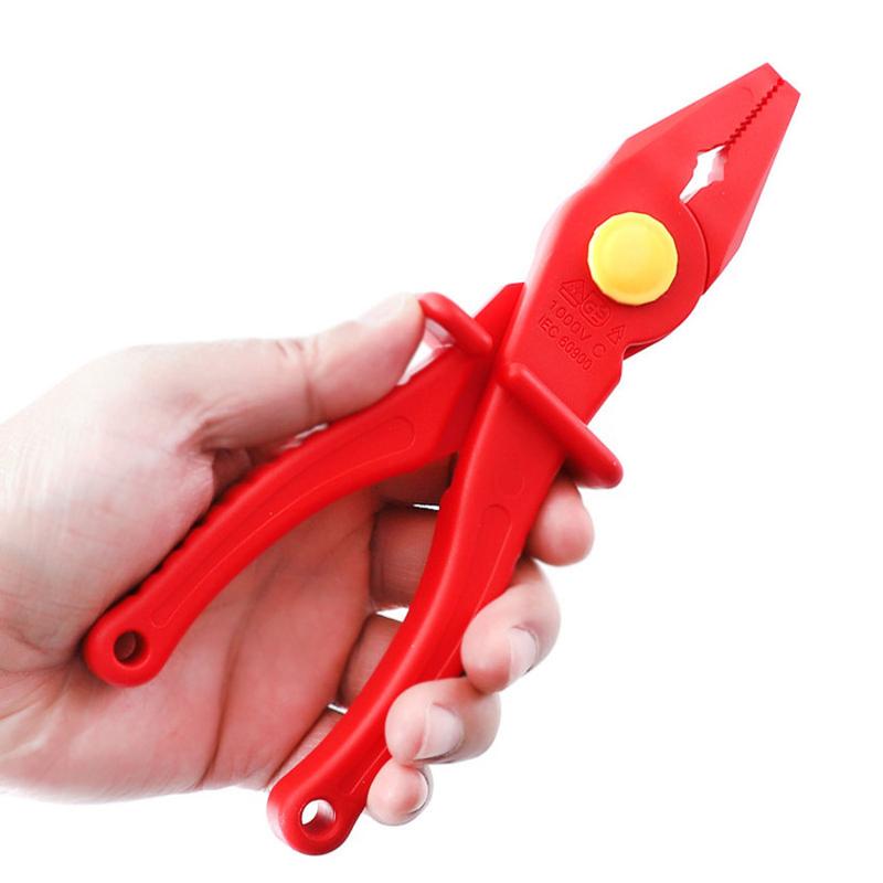 Product Introduction of 7.7 Inch VDE Insulated Plier Multi-Functional Flat Nose Plastic Plier Crimper 1000V High Voltage Electrician Plier 45
