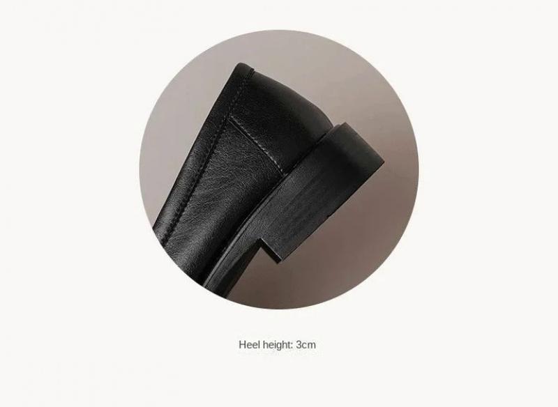 Product Introduction of Super Easy to Wear ~ Real Soft Leather round Toe Vintage Chunky Heel Loafers Women's Spring and Autumn New British Leather Shoes Mid-Heel Shoes 2
