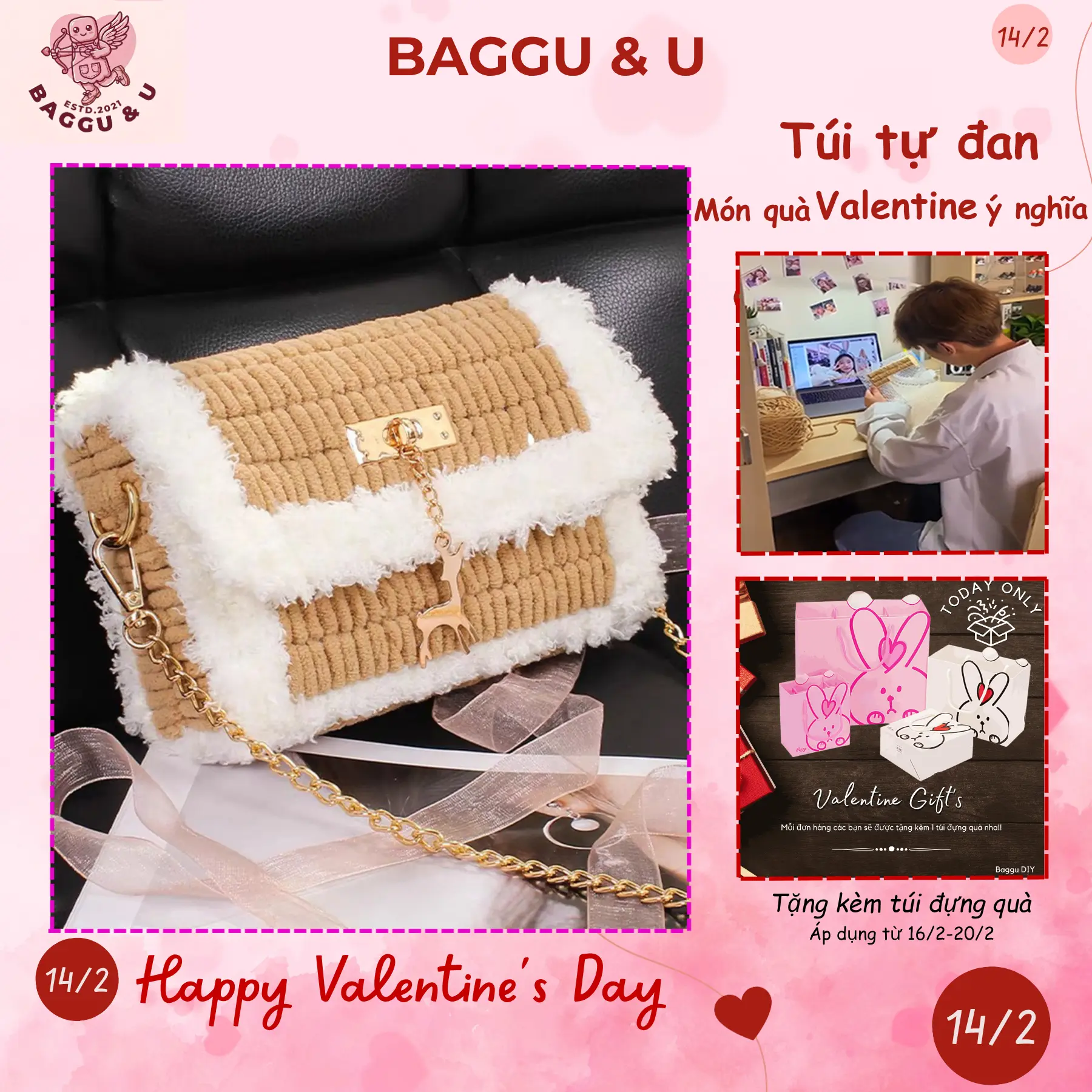 Set Nguyên Liệu Tự Đan Túi, Bộ Nguyên Liệu Handmade, Tự Làm Túi Quà Tặng Mẹ, Bạn Gái Dịp Lễ 20/10, Noel, Valentine,...Đầy Đủ Phụ Kiện, Đa Dạng Màu Sắc (19cm×13cm×5cm), Kèm Video Hướng Dẫn Chi Tiết BAGGU DIY A01 Tote Kem