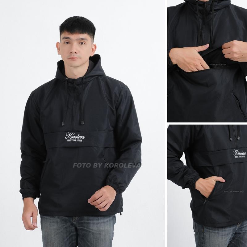 Product Introduction of Jaket pria distro Bandung hoodie keren grosir pakaian pria jaket pria keren jaket cowok jaket parasut jaket parasut pria jaket parka jaket pria distro Nyaman   parasut cougle Bomber Waterproof Semi Casual Logo Bordir Hitam Tebal jersey set 5