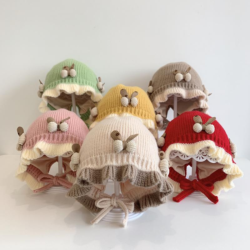 Mũ Len Thắt Nơ Dễ Thương Cho Bé Mũ Mùa Đông Ấm Áp Và Dày Dặn Bảo Vệ Tai Cho Bé Gái Sơ Sinh Mũ Xù Dễ Thương Mũ Dệt Kim Cho Trẻ Sơ Sinh Và Trẻ Mới Biết Đi