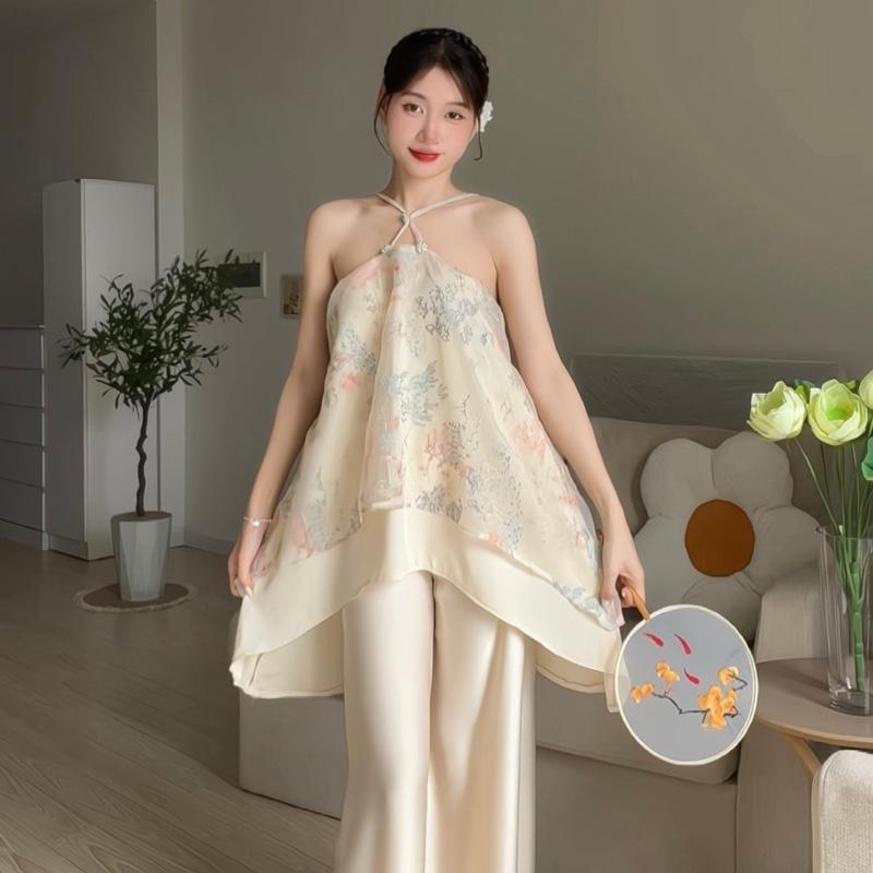 Set Yếm Như Ý - JOYE Áo Cổ Yếm, Áo Yếm Nữ, Áo Lụa Cổ Yếm, Áo Yếm Đính Đá