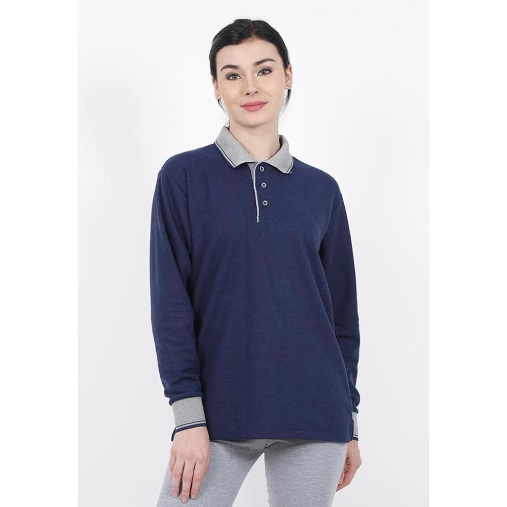 Kaos Polo Andre Mitchel Lengan Panjang Biru Dongker