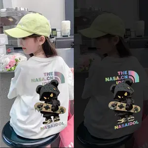 Berwarna Reflektif Kaos Anak 6-13 THN  NASA IDOL Laki-laki dan Perempuan Reguler Fashion Korean Style Hitam Distro  Lengan Pendek Keren Premium Unisex O013