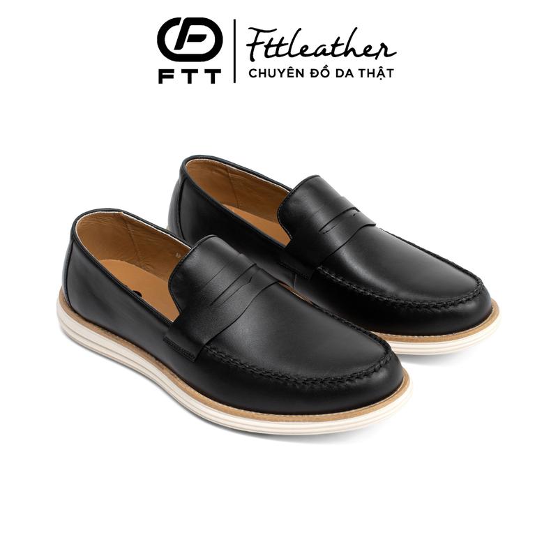 Giày moca sin nam cao cấp FTT Leather, giày lười da bò đế siêu nhẹ hạn chế trơn trượt đi êm chân F903