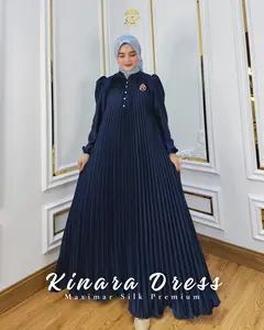 Faraz Label - KINARA DRESS (TANPA HIJAB) Pakaian Wanita Busana Muslim Wanita Elegan Gamis Kondangan Mewah Pliskit Silk Dress Lebaran 2025 Gaun Model Baru