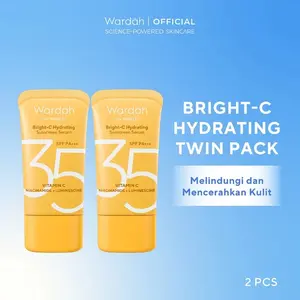 WARDAH [ TWIN PACK ]  NEW FORMULA & PACKAGING!] Bright-C Hydrating Serum SPF 35 PA+++-40 ml Sunscreen Wajah 0% Alkohol, Ringan, Transparant - Skincare