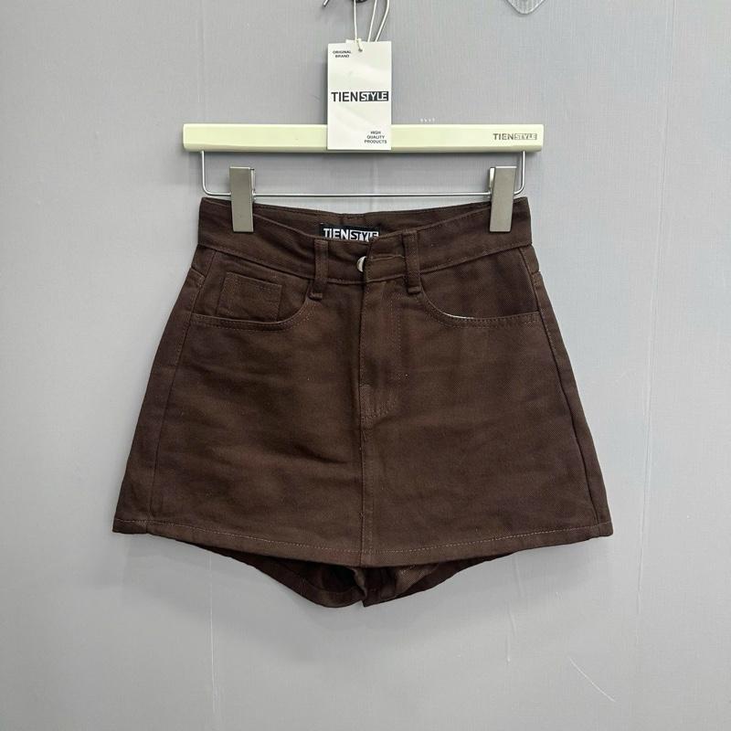  TIENSTYLE - Quần Váy Jean Nâu Tây Lưng Ca Quần Váy Bigsize Dáng Chữ A Basic Dáng Chữ A Chất Liệu Vải Jean Cotton Mềm Mịn Đồ Noel Bigsize Nữ Quần Áo Tết Nữ 