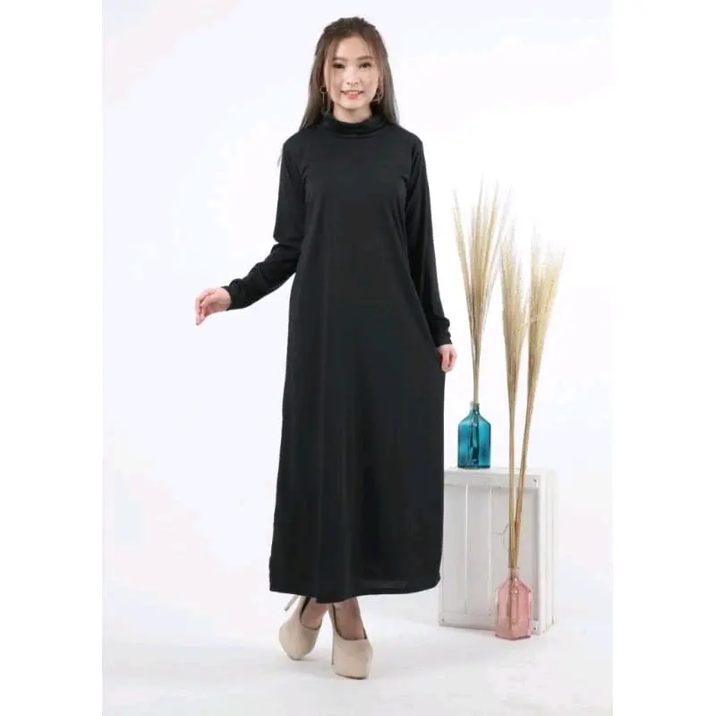 Inner Gamis Lengan Buntung Bahan Spandek Jersey Polos Manset Gamis Spandek Jersey Lengan Buntung Baju Panjang Hitam 3