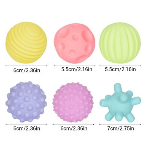 ST - Mainan Bayi Bola Pencet Baby Training Ball Sensor Motorik 6 PCS SS2060//mainan pelatih touch ball anak yg baru lahir /bola karet bunyi /soft ball set/sensori ball bola karet 3