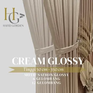 [ WARNA CREAM GLOSSY ] GORDEN MINIMALIS POLOS MOTIF SAFRON TIMBUL GORDEN BLACKOUT JENDELA MINIMALIS MEWAH ELEGAN PINTU JENDELA PINTU TALI TIRAI Curtain