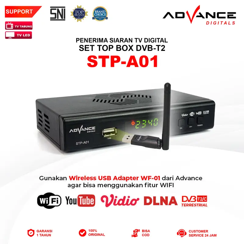 【COD】Advance STP-A01 Set Top Box STB Digital DVB Full HD Receiver TV Garansi Resmi 1 Tahun Antena Kabel 7