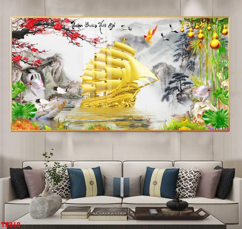 [Nhiều Mẫu hot 2025] Tranh tráng Thuận buồm xuôi gió decor Trang trí phòng khách,Tặng kèm đinh treo không cần khoan tường