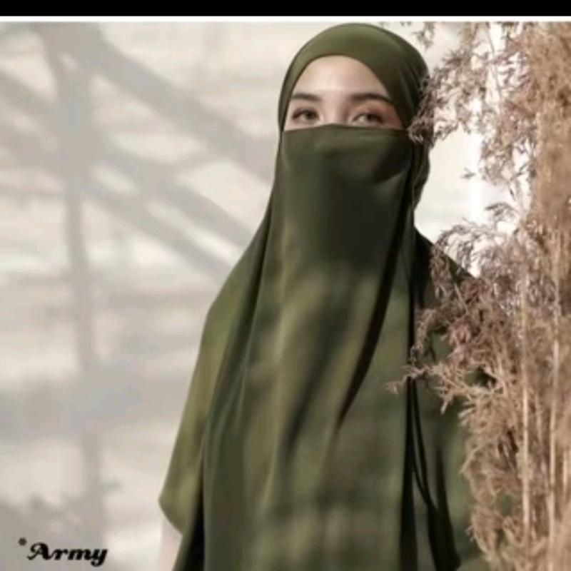 jilbab french khimar lesty kejora 2in1 cadar tali syar'i niqab masker Bergo Instan Kerudung Syari 3