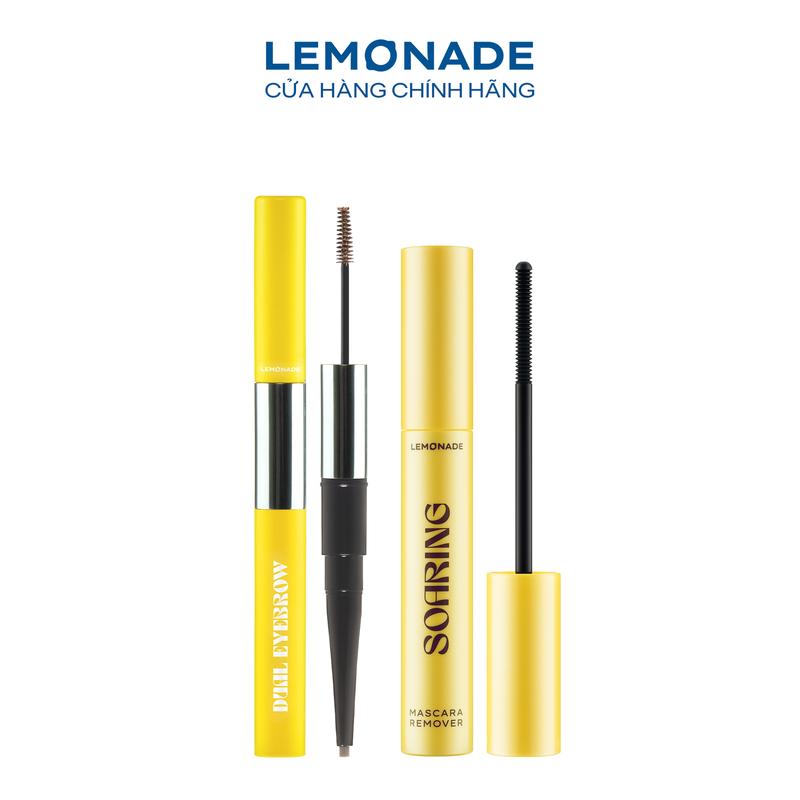 Combo 01 Chì kẻ mày 2 đầu Lemonade Dual Eyebrow và 01 Tẩy trang mi Lemonade Soaring Mascara Remover