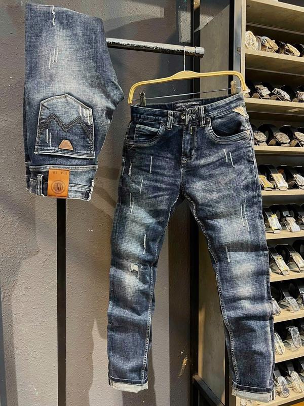 [Jean Denim Guangzhou 649-J2887] Quần Jean Nam Dài Xanh Đen Đậm Kiểu Cào Xước Nhẹ Chất Denim K3 STORE