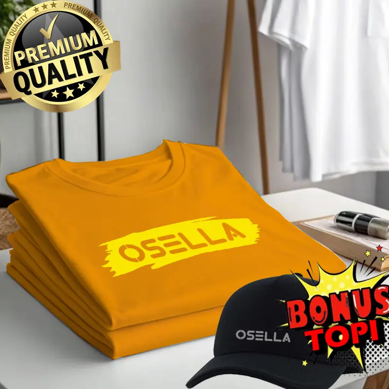 BELI BAJU GRATIS TOPI...!!! Kaos Distro Cowok Lengan pendek Logo Osella sobek yellow | Kaos Pria Dan Wanita Premium | Kaos Oblong  Casual  Cowok Santai Tulisan Sablon Keren Bahan Lembut Katun Combed Abu Kain