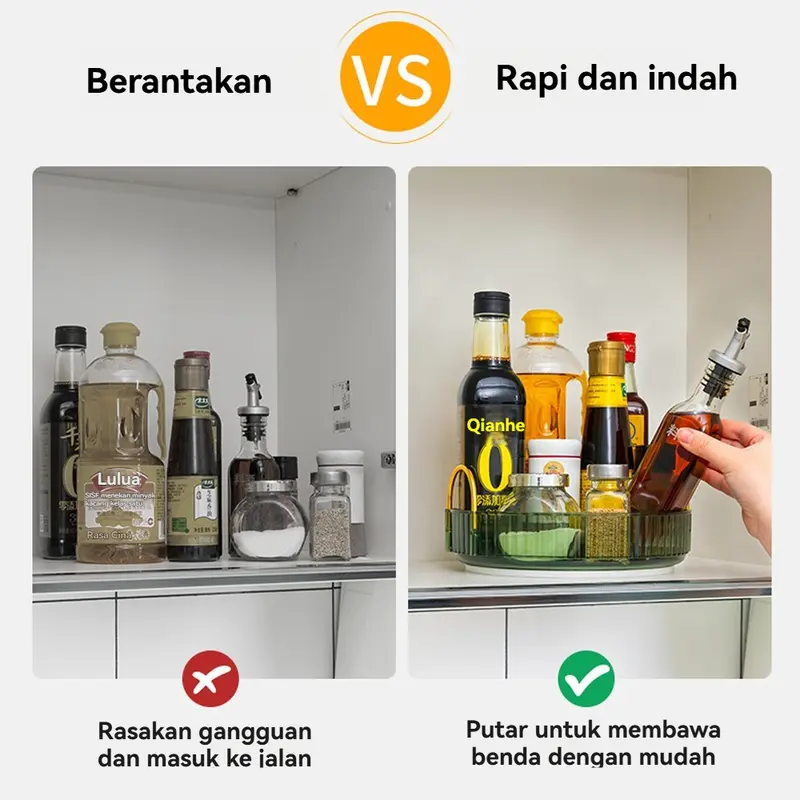 Rak Penyimpanan Makeup 1/2/3 Lapisan Berputar Putaran Rotasi 360° Organizer Makeup Organizer Parfum Penyimpanan Kosmetik Berputar Rak Bumbu 2