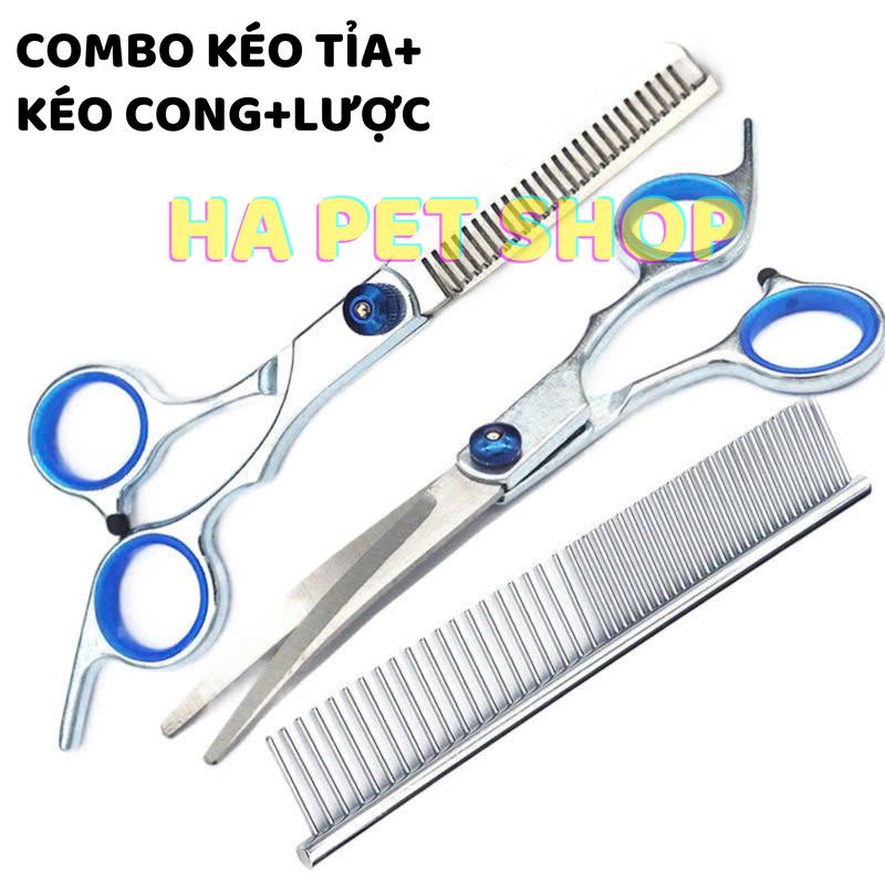 Kéo cắt tỉa lông chó mèo - Kéo cong, kéo thẳng, kéo tỉa, lược
