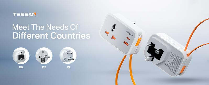 Product Introduction of TESSAN PD20W Universal Socket Extension Type-C Cable Multi Plug with USB & Type C, Phones Adapter 1
