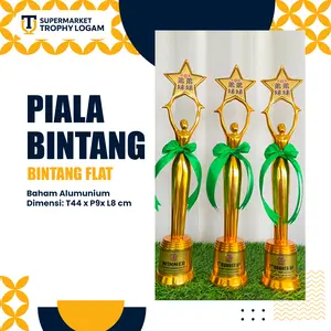 PIALA LOGAM ALUMUNIUM BINTANG FLAT CEWEK LADY STAR TINGGI 44CM UNIK ARTISTIK