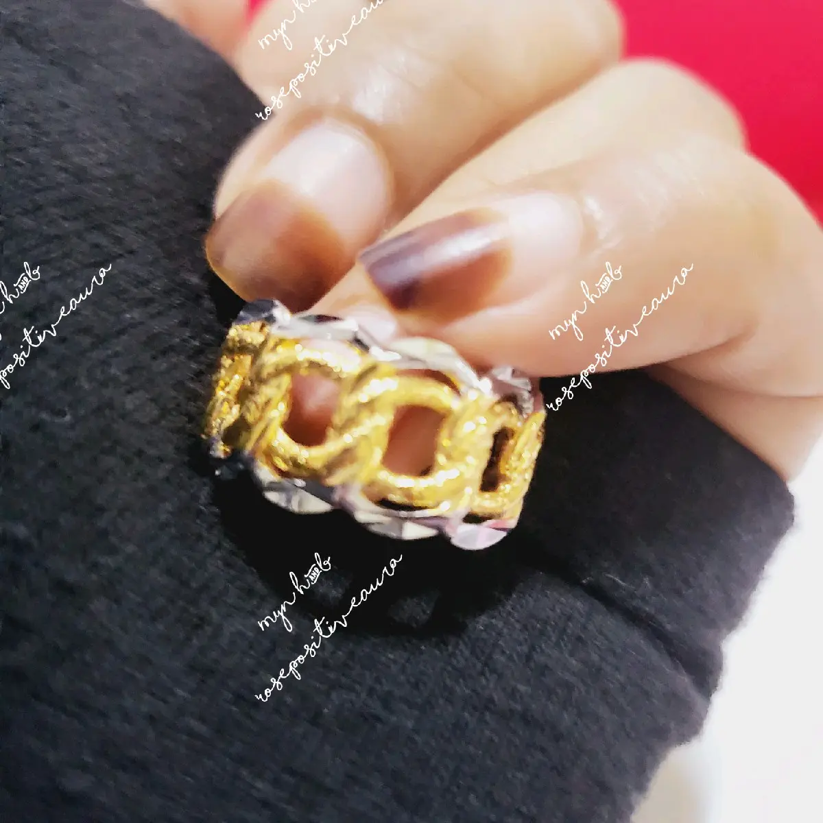 Bangkok gold coco 2 tones ring. width 0.9cm