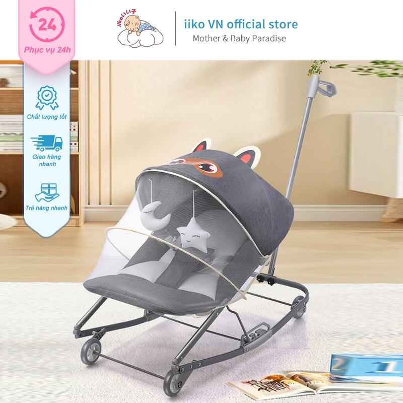  Ghế đung dưa thông minh ghế bập bênh iiko kết hợp xe đẩy - Vải chống muỗi  vòng gặm nướu  Gấp gọn xe đẩy cho bé ghebapbenh  xe day cho be IIKO 