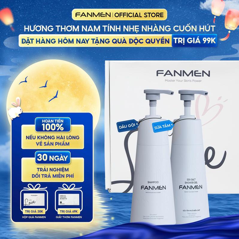 [ COMBO BẢNH BAO ] Dầu gội nam làm sạch da đầu hỗ trợ ngăn ngừa gàu nhờn, hương thơm nam tính 350ml và Sữa tắm muối biển chết hương thơm BlueSea nam tính 350ml | Tặng Hộp Đựng WLn Kèm Quà 0Đ