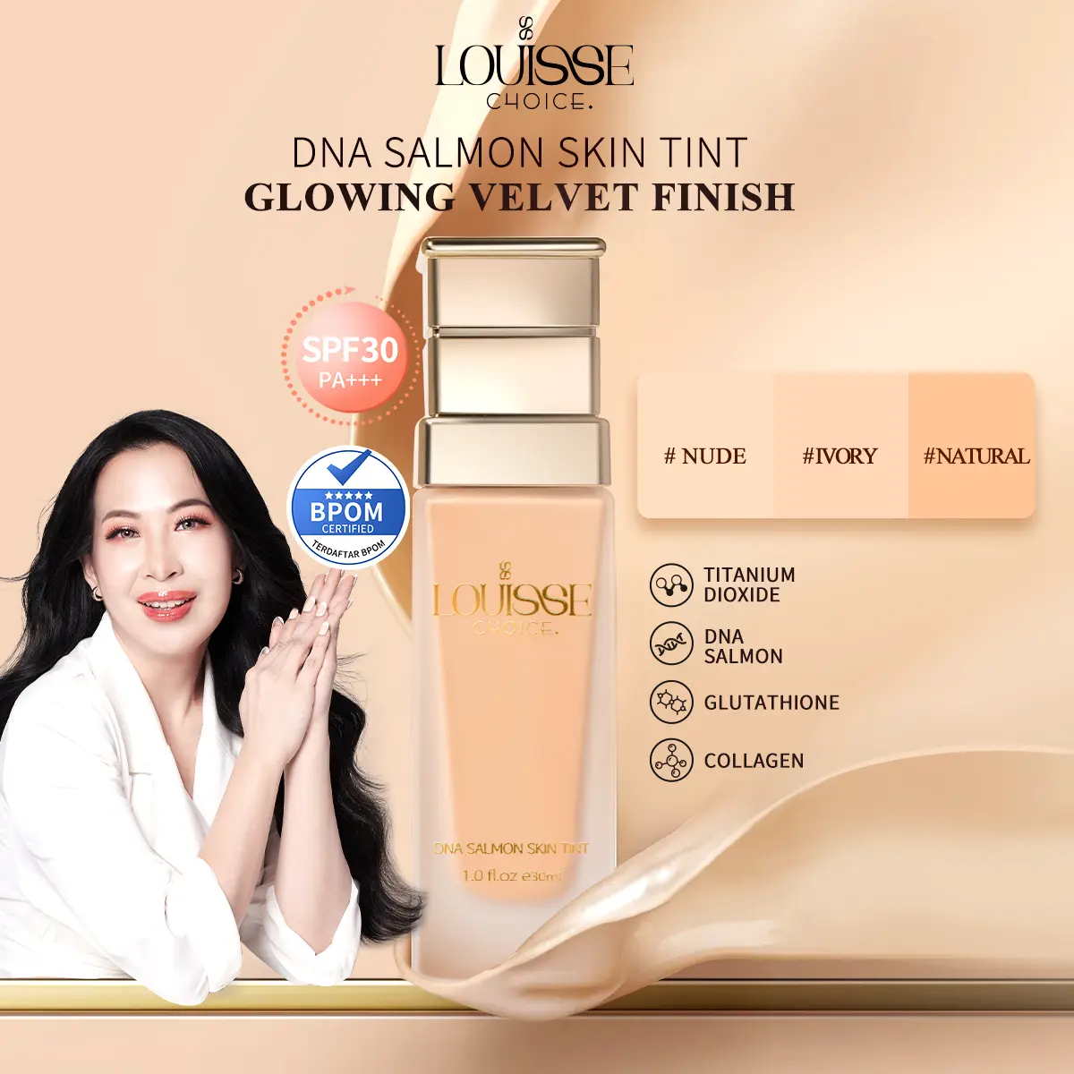 [LIVE]LOUISSE CHOICE DNA SALMON SKIN TINT SPF 30 PA+++ Glow Velvet ' Finish