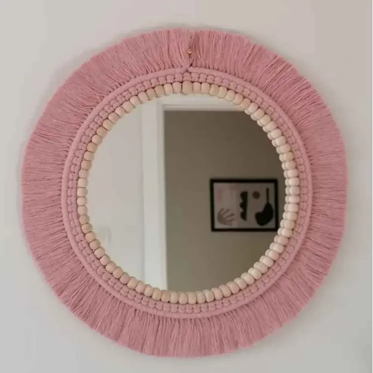 Cermin Macrame Dekorasi Dinding Manik Macrame Hadiah Dekorasi Kamar Mandi Hadiah Rumah Baru | Cermin Boho 4