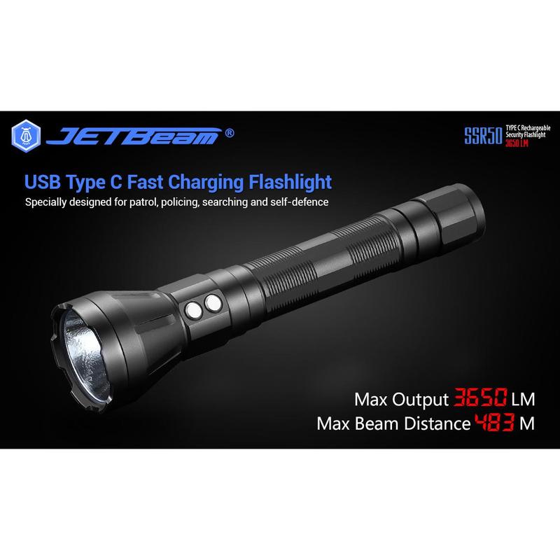 COD JETBeam SSR50 Senter LED Power Bank Cree XHP70.2 P2 3650 Lumens Termurah Baterai Eco Lampu 1