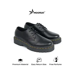 MOOFEAT BRIGAN -  Sepatu kulit pria wanita derby casual boots hitam original Shoes Kerja Pantofel Kasual