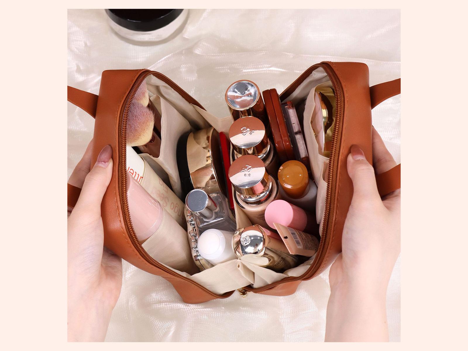 TANTOMI Tas Kosmetik Portable Shell Kapasitas Besar dan Tinggi Tas Kosmetik Kotak dengan Desain Elegan dan Fungsional makeup