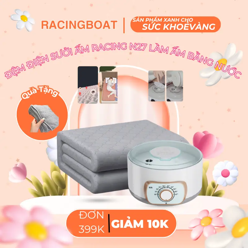 FRESHIP-Đệm điện sưởi ấm RACING làm ấm bằng nước không dây dẫn điện, đệm sưởi điện an toàn bằng nước nóng chạy tuần hoàn