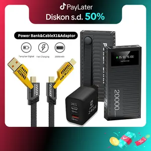 ZHIKE Powerbank 20000mah Kabel Pengisian Cepat 4-In-1 Adaptor 240W Kompatibel Dengan iOS Tipe-C Micro USB Indikator Led Power Bank Untuk Menampilkan Tingkat Baterai Desain Ringkas Dan Portabel Wajib Dibawa Untuk Aktivitas Luar Ruangan Dan Keseharian