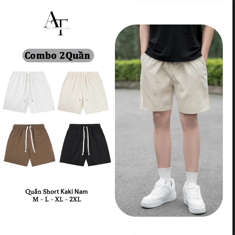 COMBO 2 Quần Short Kaki Nam AT1988 STORE Form Đùi Cộc Cạp Chun Phong Cách Hàn Quốc - QS01 Menswear
