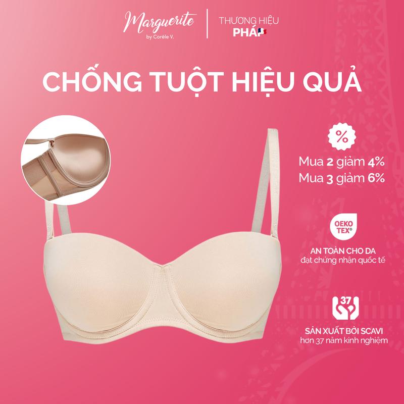 Áo ngực nữ cup ngang nâng vừa có gọng, có thể mặc tháo dây, chuẩn an toàn OEKO-TEX | Corèle Pháp 12132B