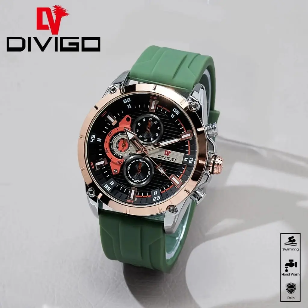 Jam tangan Divigo Original 7017-1 Strap Rubber Tanggal Aktif Water Proof