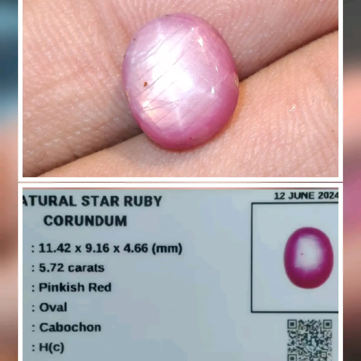 Batu Natural Star Ruby Corundum Plus Memo Lab