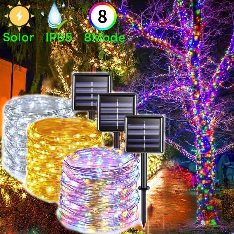 Đèn Dây Năng Lượng Mặt Trời, Ngoài Trời, Đèn LED, 10 / 20M, 100 / 200LED, Đồ Trang Trí Nhà Cửa, Thích Hợp Cho Năm Mới 2024 CNY, Tiệc Cưới, Tiệc Sinh Nhật, Giáng Sinh Và Năm Mới
