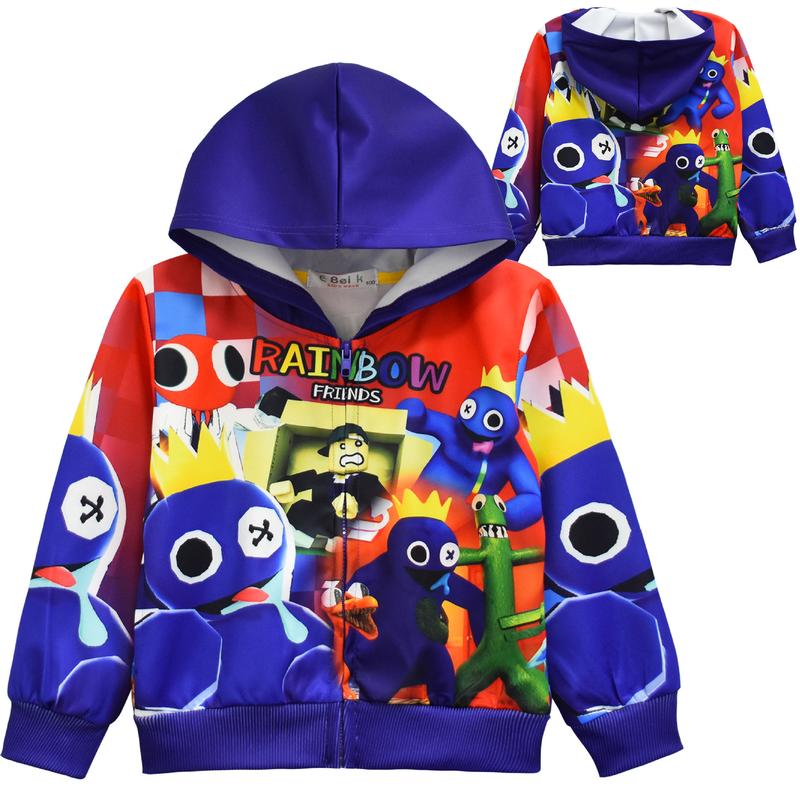 Boys Rainbow Friends Jacket Cartoon Hooded Spring Autumn Casual Clothes 3