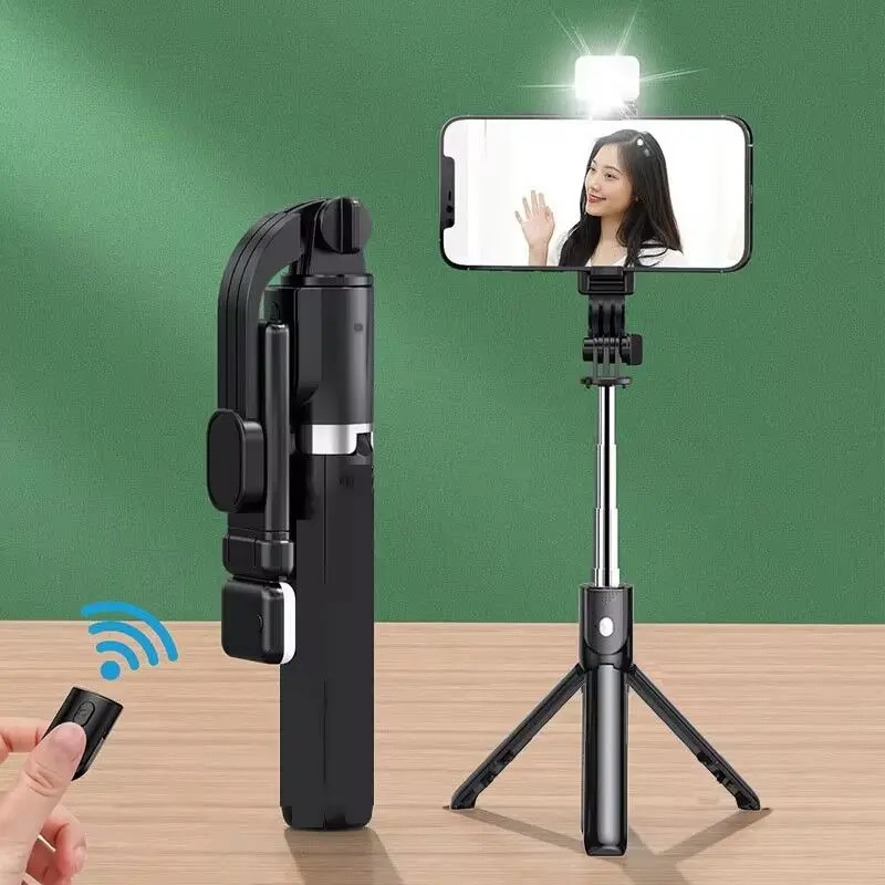 New 3 In 1 Wireless Selfie Tripod With Fill Light Bluetooth Shutter Remote Control Portable Foldable Monopod For Smart Phone