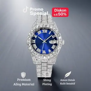 Jam Tangan Pria Elegan Blue Gold Luxury Elegan Stainless Watches